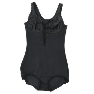 Vintage Vanity Fair 34B Style 57-001 Solid Black Playsuit Bodysuit Sleeveless
